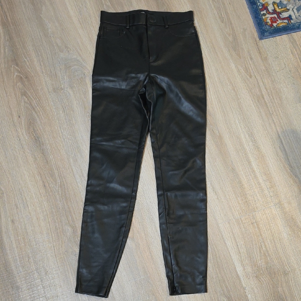 Zara Black Faux Leather High-Rise Leggings